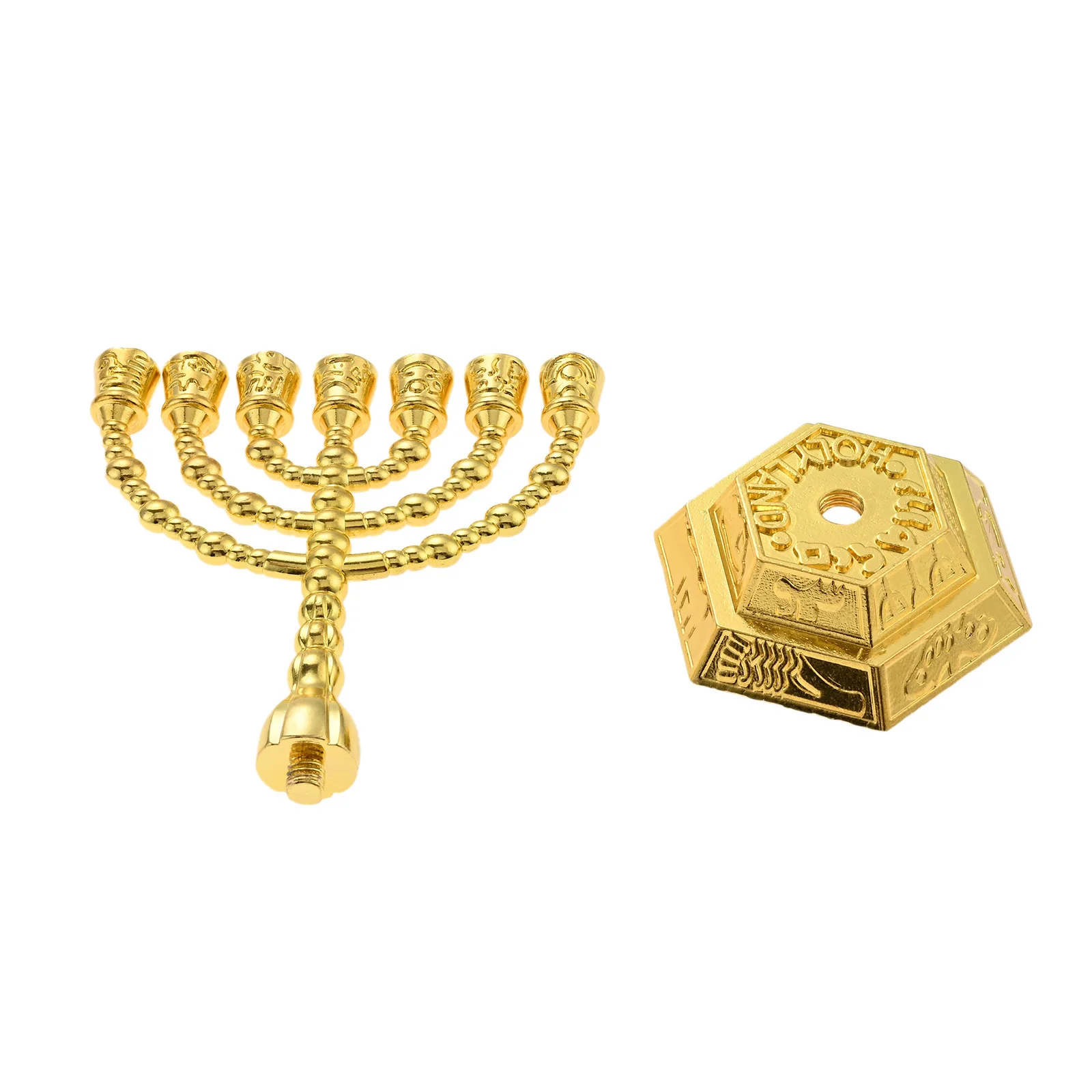 Small 7-Branch Candle Holder 113mm/4.13In Metal Golden Candles Cups Decor Shabbat Tabernacle Centerpiece Display Jewish Religion,candle holders
