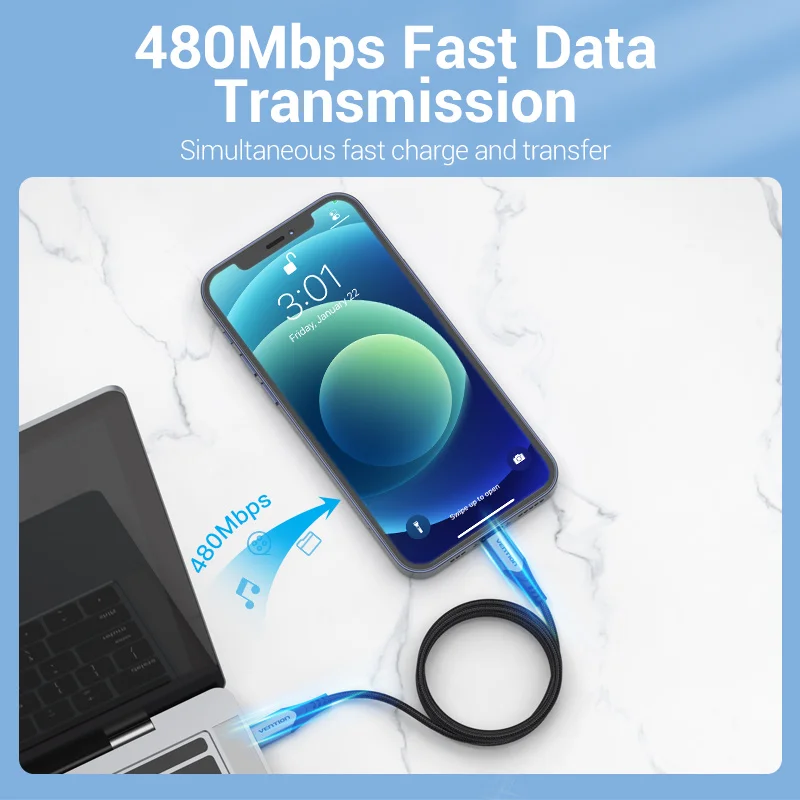 Vention USB-C to Lightning Fast Charging Cable, 27W 3A PD