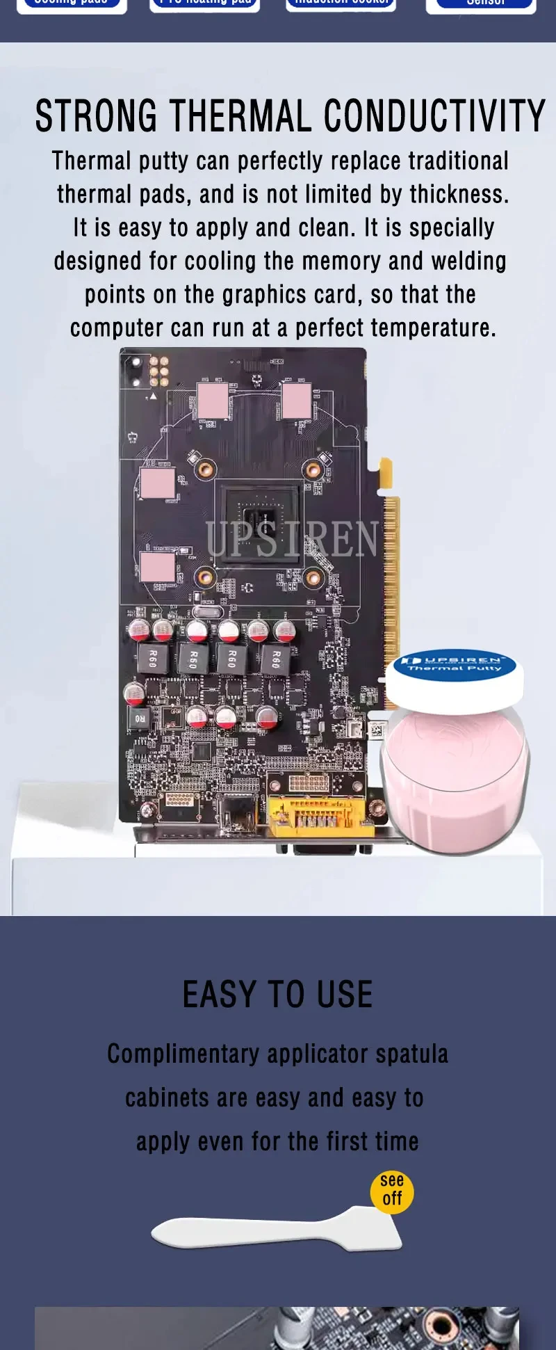 Thermal Putty UTP-8 For VGA GPU IC Processor Rapid Cooling Thermal Pad Replaceme