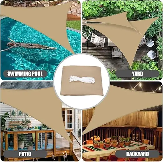 2m/3m/4m/5m/6m Sun Shelter Waterproof Sun Shade Sail Square Rectangle Triangle Garden Terrace Canopy Pool Shade Camp Hiking Yard 5