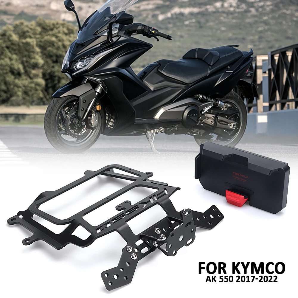 

New USB/Wireless charging Phone Holder Motorcycle GPS Navigation Bracket For KYMCO AK 550 AK550 2017 2018 2019 2020 2021 2022