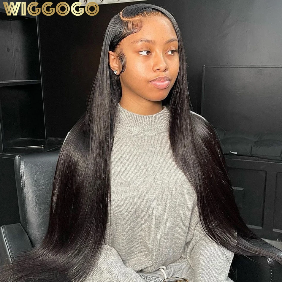 

Wiggogo 360 Full Lace Human Hair Wig 13X4 13X6 Hd Lace Frontal Wig Glueless 30 Inch Bone Straight Lace Front Wigs For Women