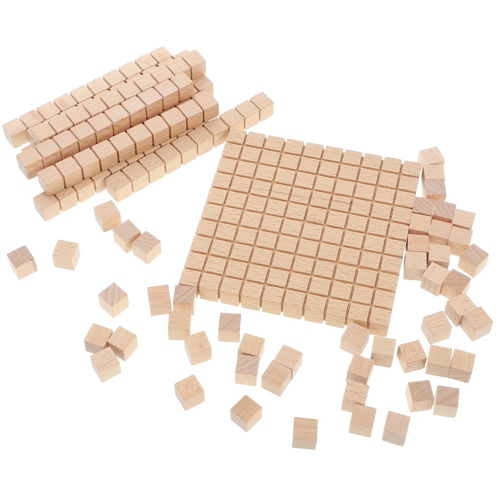 61 Pcs Math Building Block Model Counting Blocks for Box Three Stages Wood Cubes