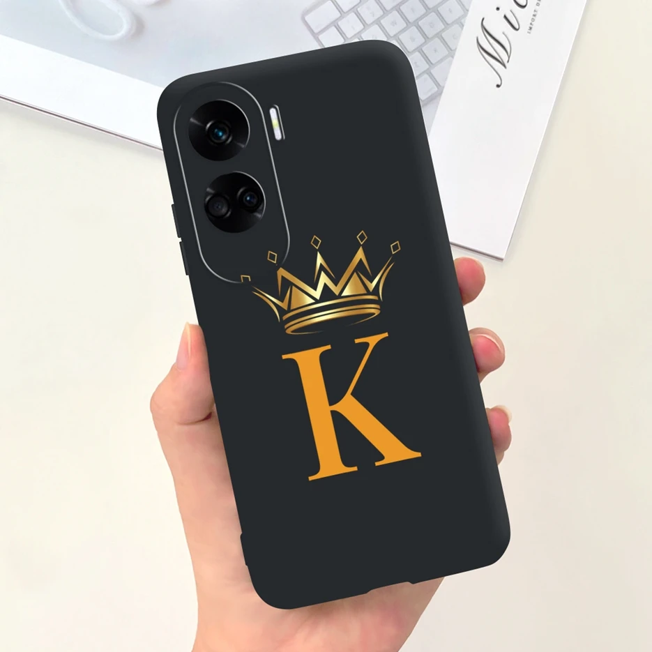 Cute Crown Letters Soft Silicone Phone Case Cover for Honor 90 Lite and Pro