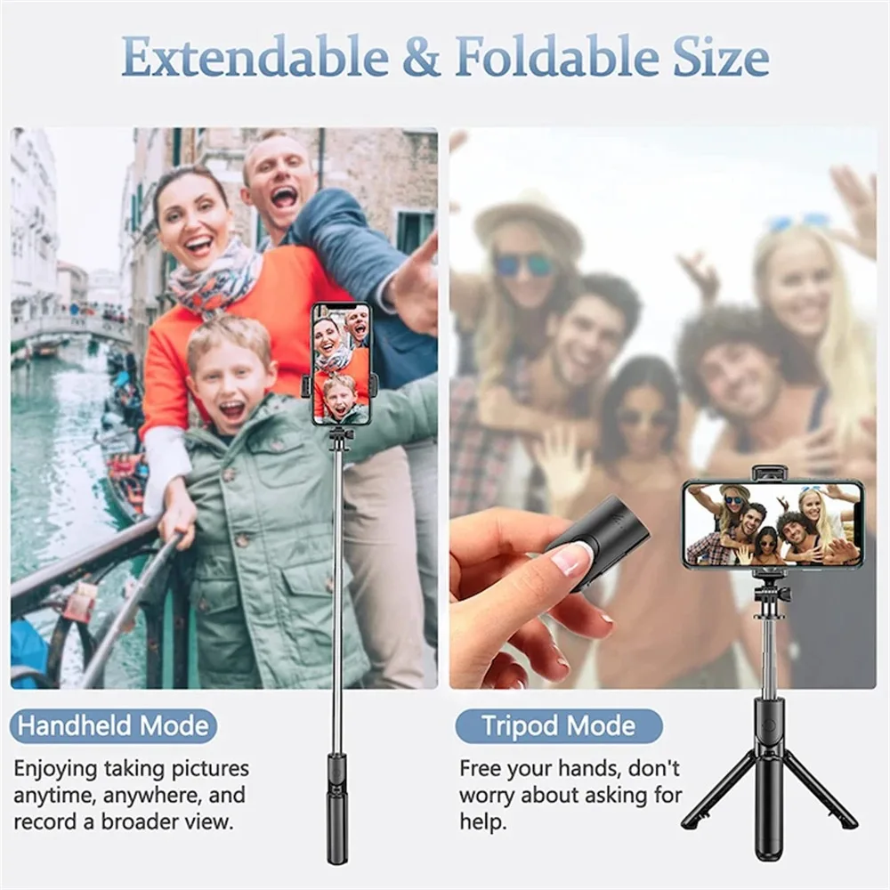 Wireless Selfie Stick with Bluetooth For iPhone 15 Android