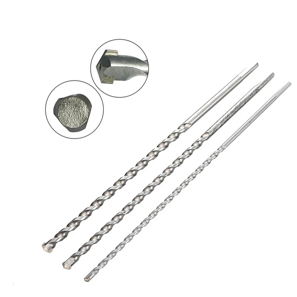 

3pcs 300mm Impact Drill Bits 6/8/10mm Triangle Shank Alloy For Drilling To Masonry Light Concrete Limestone Natura Power Tools
