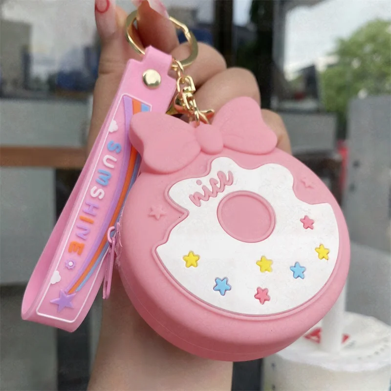 Pretty Kawaii Coin Purse Keychain Cute Mini Small Portable Storage Earphone  Money Wallet Bag Key Chain Car Keyring For Girl - AliExpress