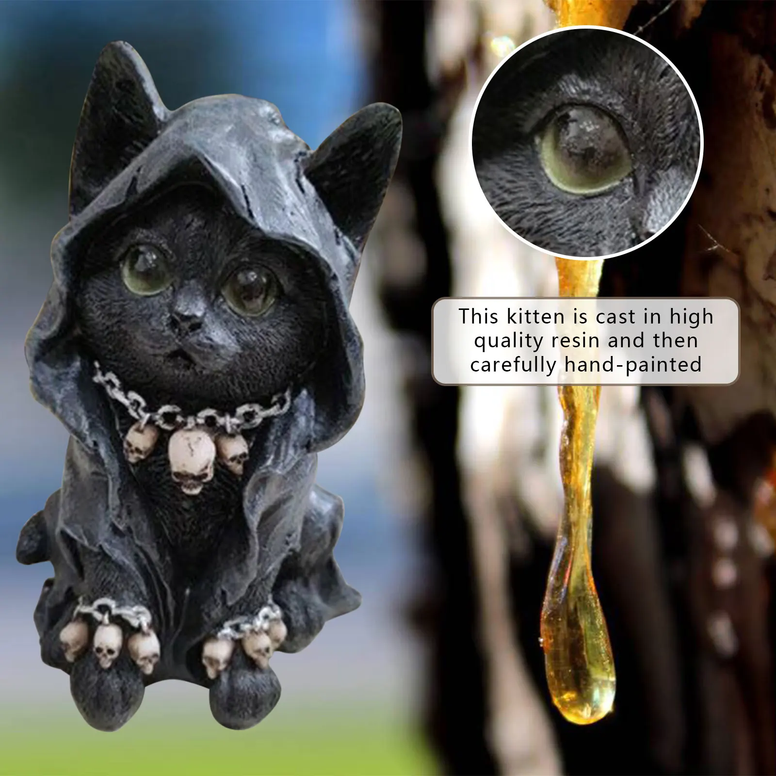 * black cat ornament ୨୧* 黒猫さん クリップ （a） Black Cat Vintage Style Halloween Ornament, Retro Halloween
