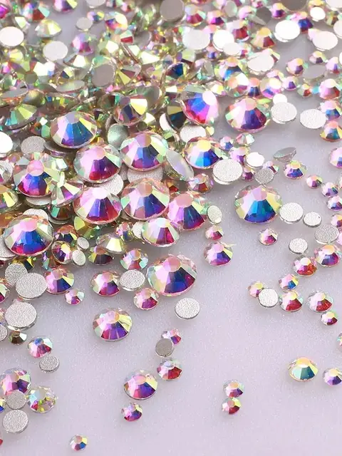 10 Packs Of Nail Art Rhinestones – 1440pcs Total! Crystal AB Color, Flatback Gems In Mixed Sizes