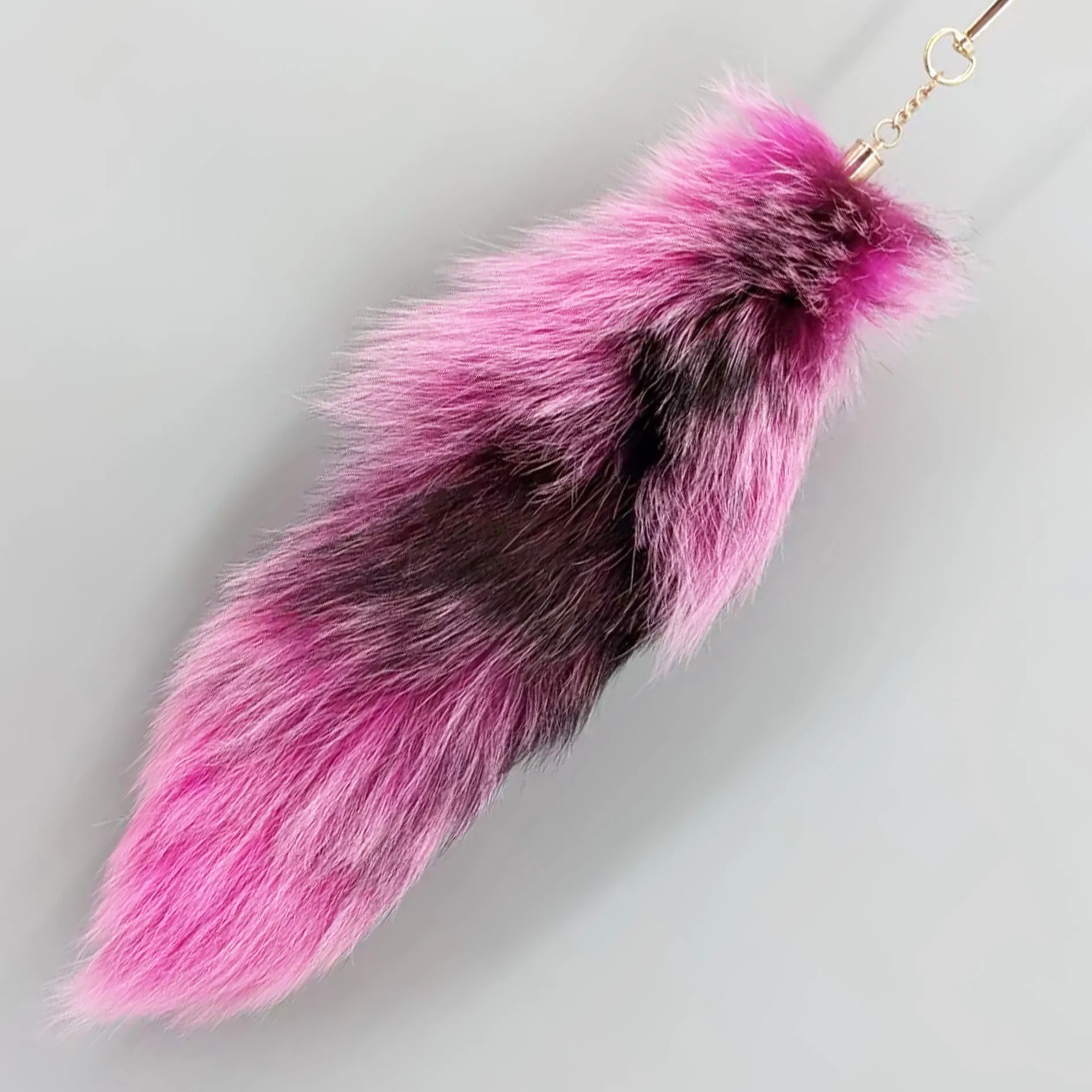 Luxurious Natural Fox Fur Tail Keychain - Chic Y2K Fashion Accessory, 40 cm