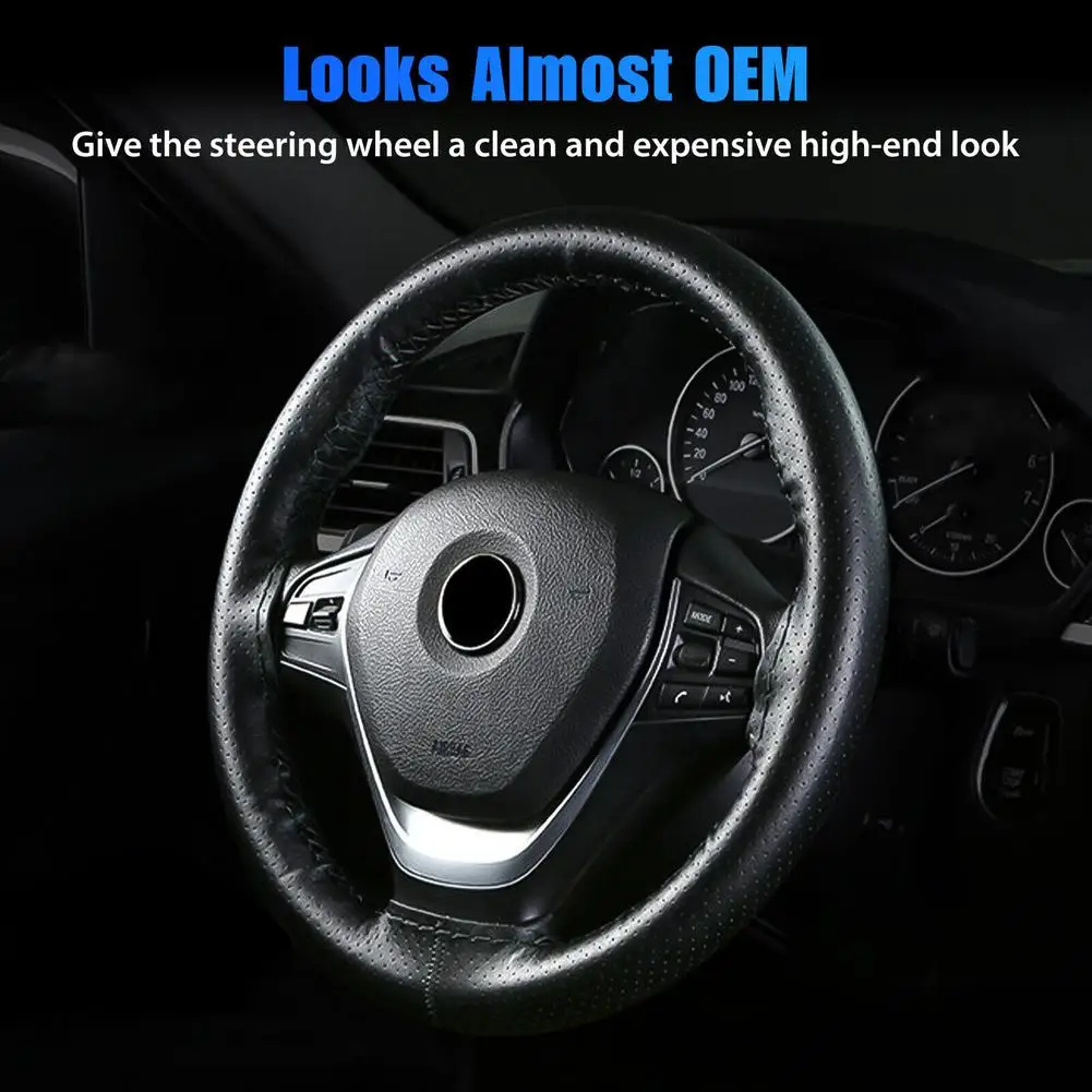 

Car Steering Wheel Cover Anti-slip Hand Sewing Diy Leather Protective Cover With Needle Thread Accessories