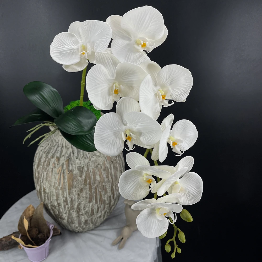 Nearly Natural Cymbidium Orchid Artificial Black Vase Silk Arrangements Bur 