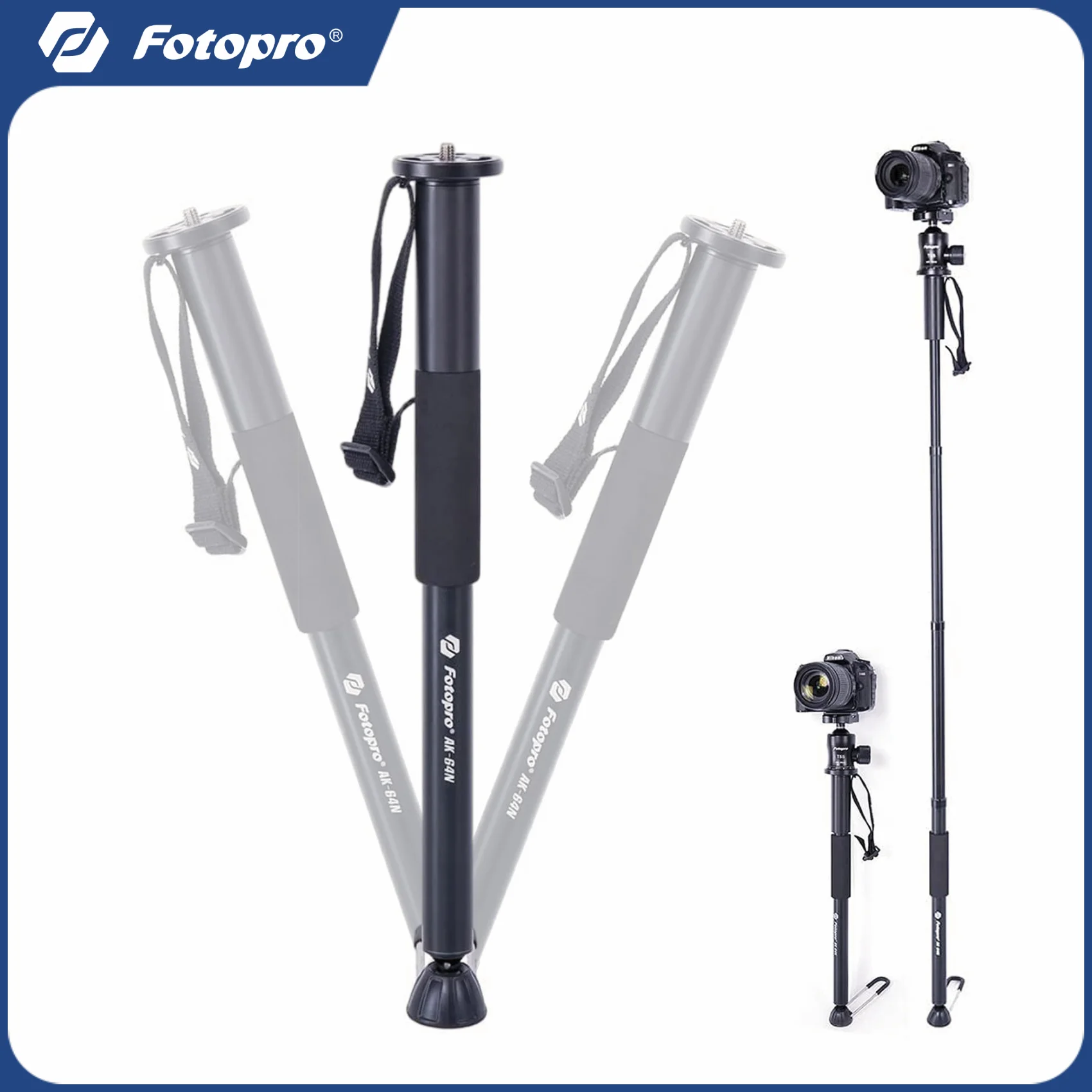Fotopro 132cm Camera Monopod 4-Section Portable Compact Lightweight Travel Monopod for DSLR Camera Stabilizer AK-64N