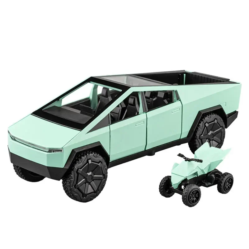 1/32 Tesla Cybertruck Pickup Model S Model X Model Y Toy Car Diecast Metal Off Road Collection Pull Back Sound Light Gift Boy 5