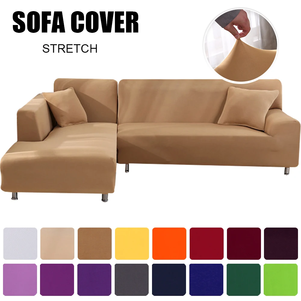 SolidSofaCoverStretchLShapedSofaSlipcoverSpandexLivingRoom