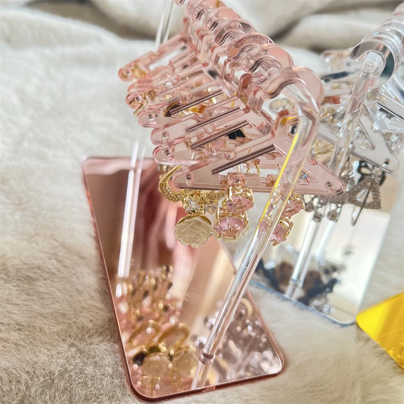 Coat Hanger Shape Acrylic Earring Display Stand Polymer Clay Soft Pottery Earrings Holders Tabletop Jewelry Display Organizers