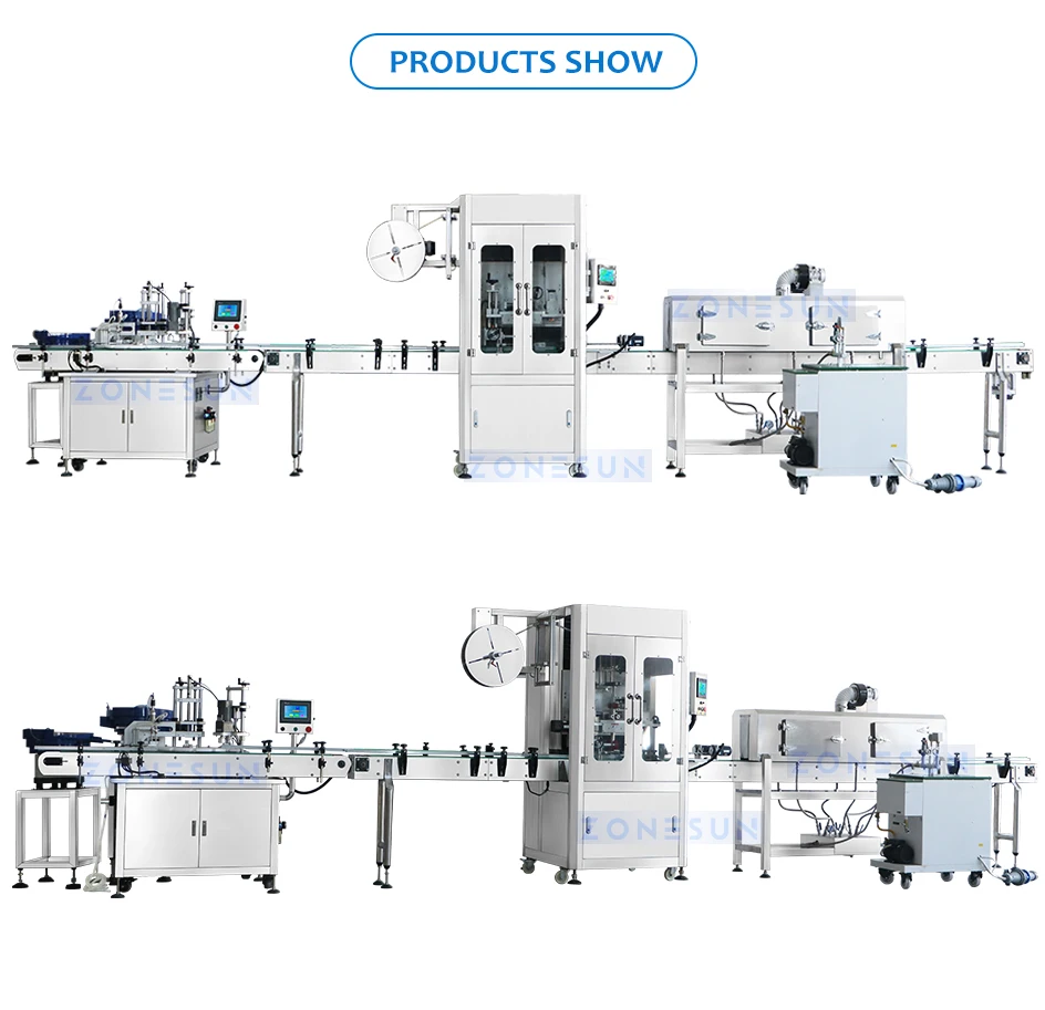 ZONESUN ZS-STB150R Automatic Magnetic Pump Liquid Filling Capping Sleeve Lableling Shrinking Production Line