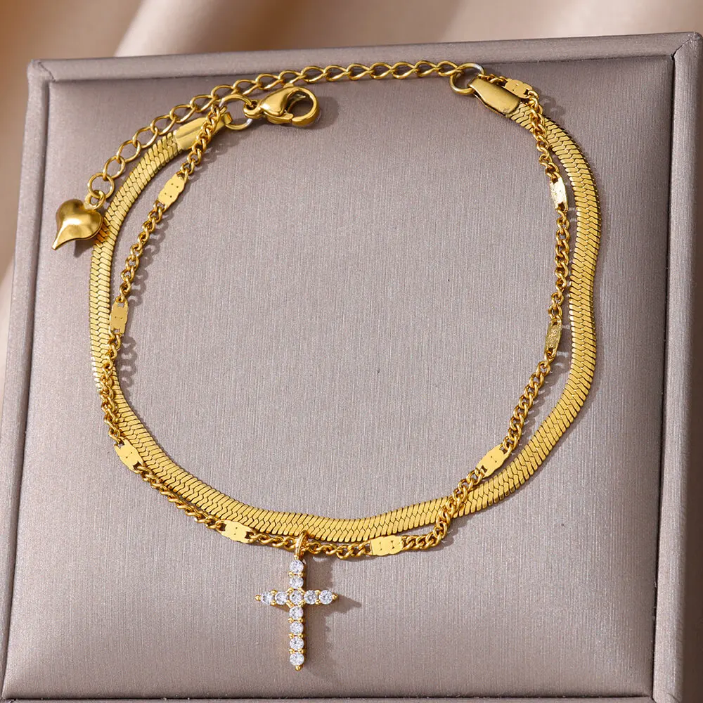 Zircon Anklet Stainless Steel Summer Beach