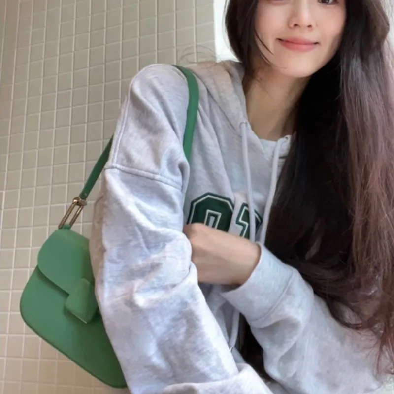 Retro Green Sle Shoulder Bags Women Small Square Buckle Leather Large Capacity Crossbody Bag Ladies Casual Commute Underarm Bag