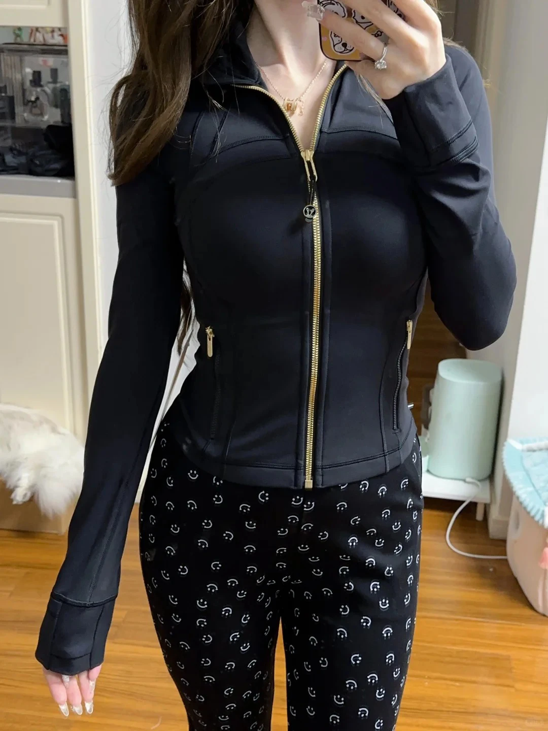 여성용 골드 지퍼 요가 숏 스포츠 자켓 - 슬림핏 짐 운동 자켓