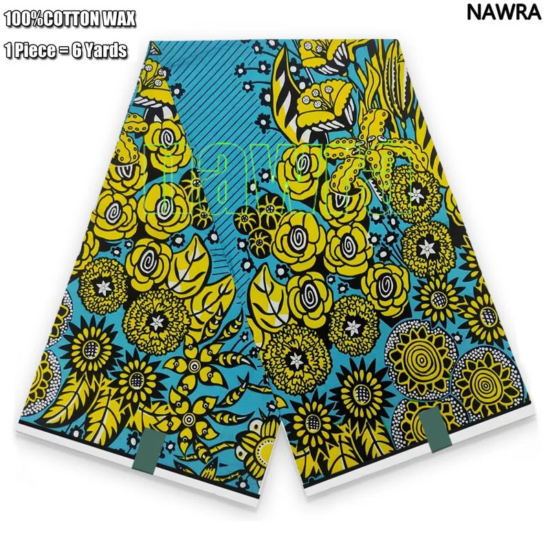 Tissu Coton Africain Imprimé Cire Ankara - 1 Yard (91x114 Cm) - Nouveau Design - 100% Coton