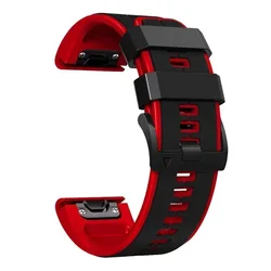 Ultra - Durable Silicone Watch Strap with Adjustable Width - Premium Fitness Band Replacement - Quickfit 22mm (Black Red)