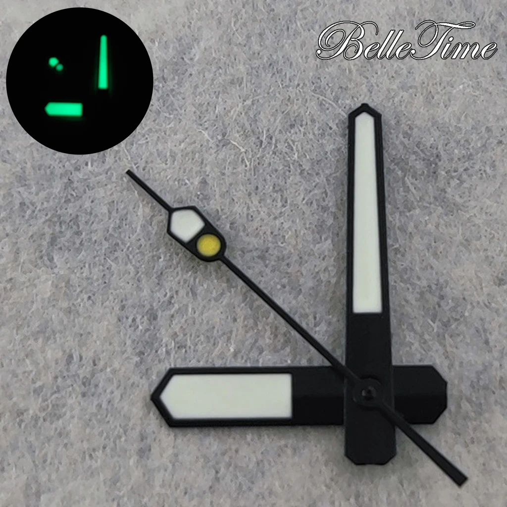 Black Luminous Watch Hands with C3 Green Glow
