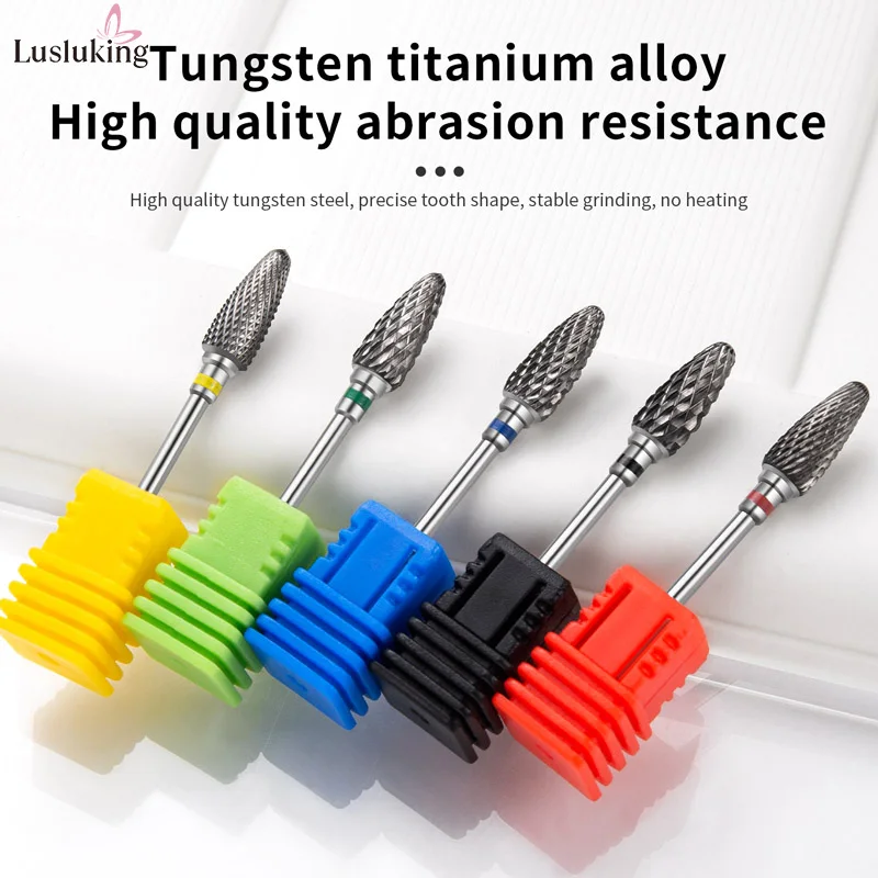 Tungsten Carbid Nail Drill Bits Electric Manicure Drill Accessory Milling Cutters for Nail Gel Polish Remover Tools Efiles nail drill bit