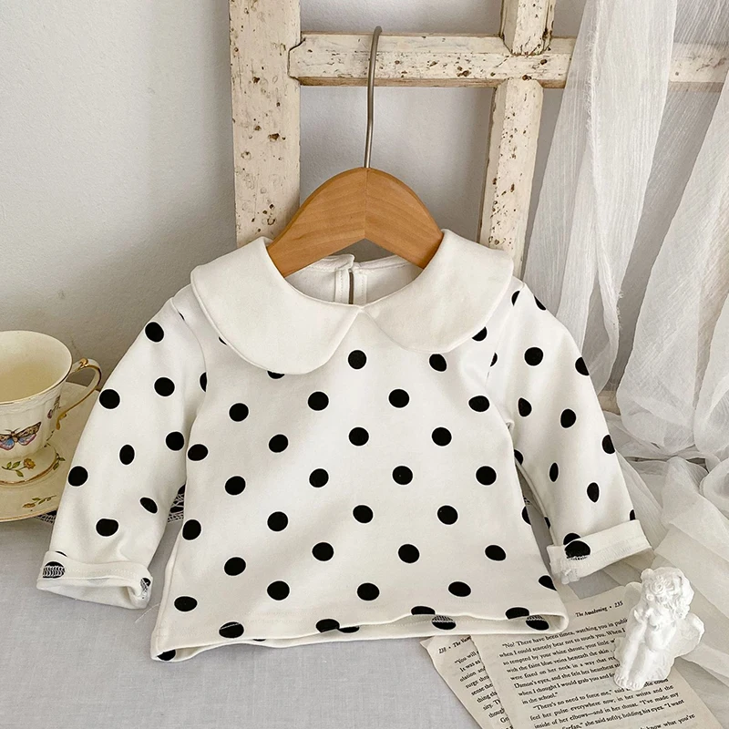 Autumn Toddler Baby Girl Long Sleeved Cotton Dot Printing T-shirt Children Clothing Newborn Baby Girls Pullover Tops