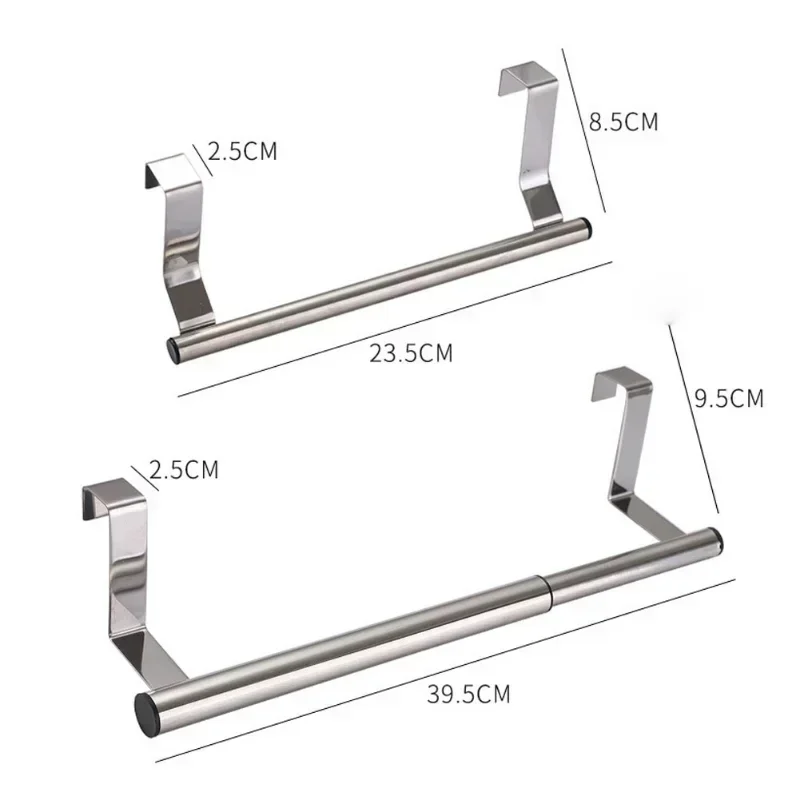 Towel Rack Over Door Towel Bar Hanging Holder Stainless Steel Bathroom Kitchen Cabinet Rag Rack Adjustable Shelf Hanger