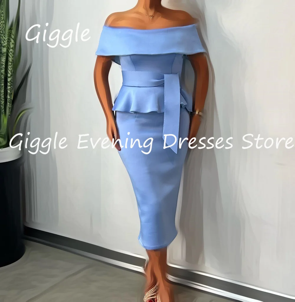 

Giggle Satin Mermaid Off-the-shoulder Ruffle Formal Elegant Prom Gown Ankle Length Saudi Evening Party Dresses for Women 2023