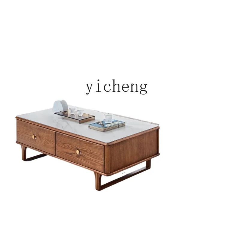 

YY New Chinese Style Solid Wood TV Cabinet Tea Table Combination Modern Light Luxury