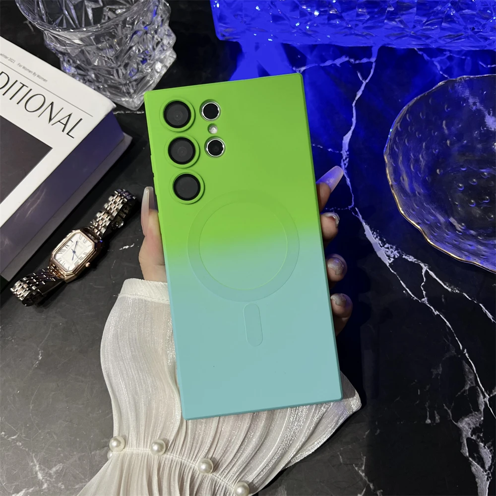 Magnetic Wireless Charge Gradient Silicone Case with Magsafe Compatibility