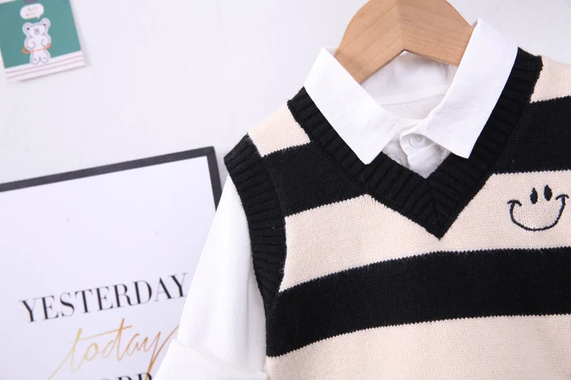 Toddler Boy Striped Vest, Shirt & Jeans Set 6