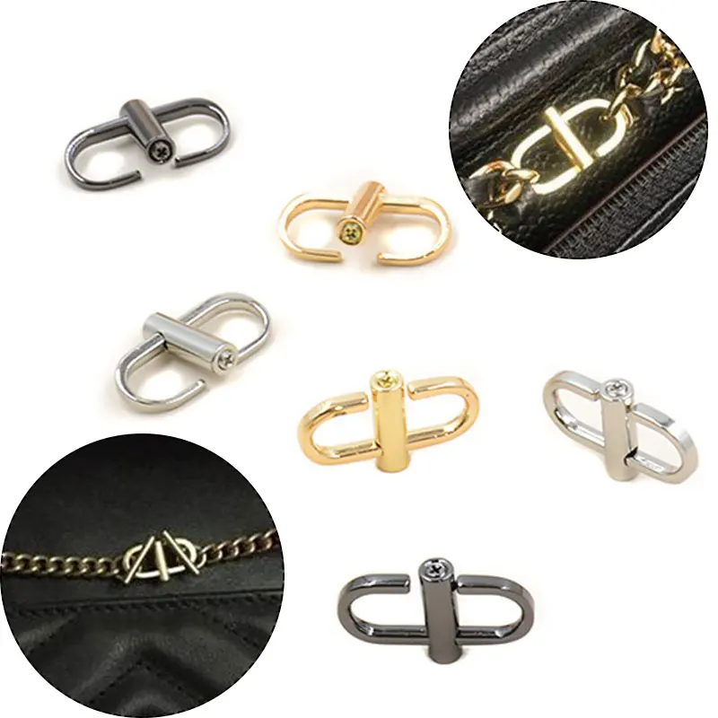 1pcs Metal Double Ring Bag Strap Chain Adjustable Shorten Tool Swivel Ring  Connectors Buckles 360 Rotation Hardware Accessory