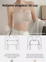 Wireless Strapless Bra Women's Thin Anti-Slip Seamless Wrap Chest Tube Top Prevent Exposure Small Chest Gathered Bra Summer - Image 2