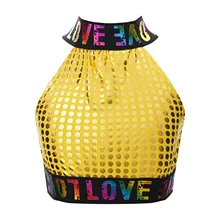  Kids Boys Girls Shiny Sequin Jazz Disco Dance Vest Costumes Sleeveless Rainbow Letter Elastic Band Tank Top Rave Festival Outfit 