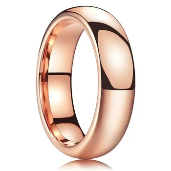 Uomo Donna Anello semplice in acciaio inossidabile lucido Moda 6mm Anelli in acciaio al titanio color oro rosa per gioielli di fidanzamento di nozze
