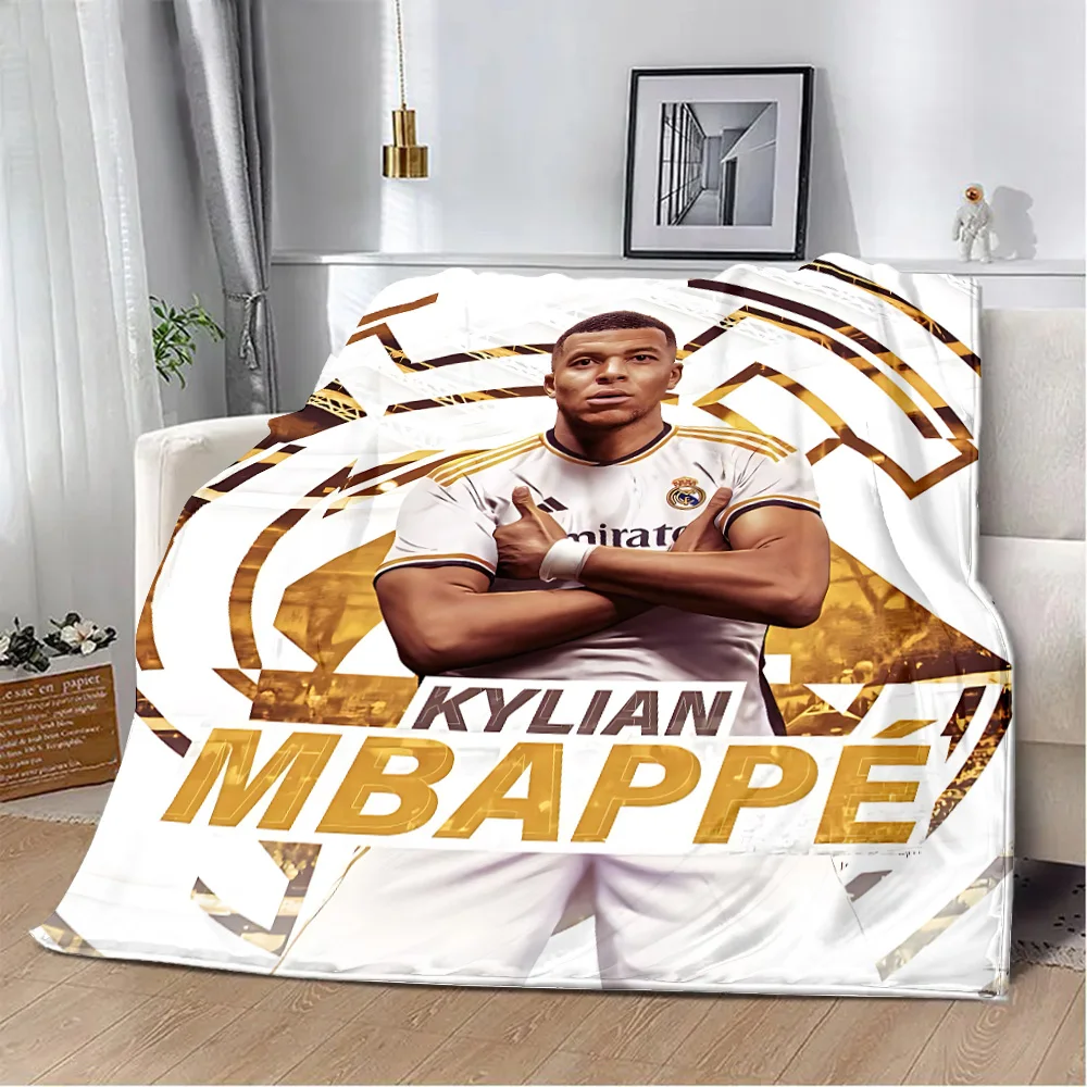 Printed Blanket Picnic Blanket Football K-Kylian Star M-Mbappé  Warm Blanket Soft and Comfortable Home Travel Birthday Gift 4