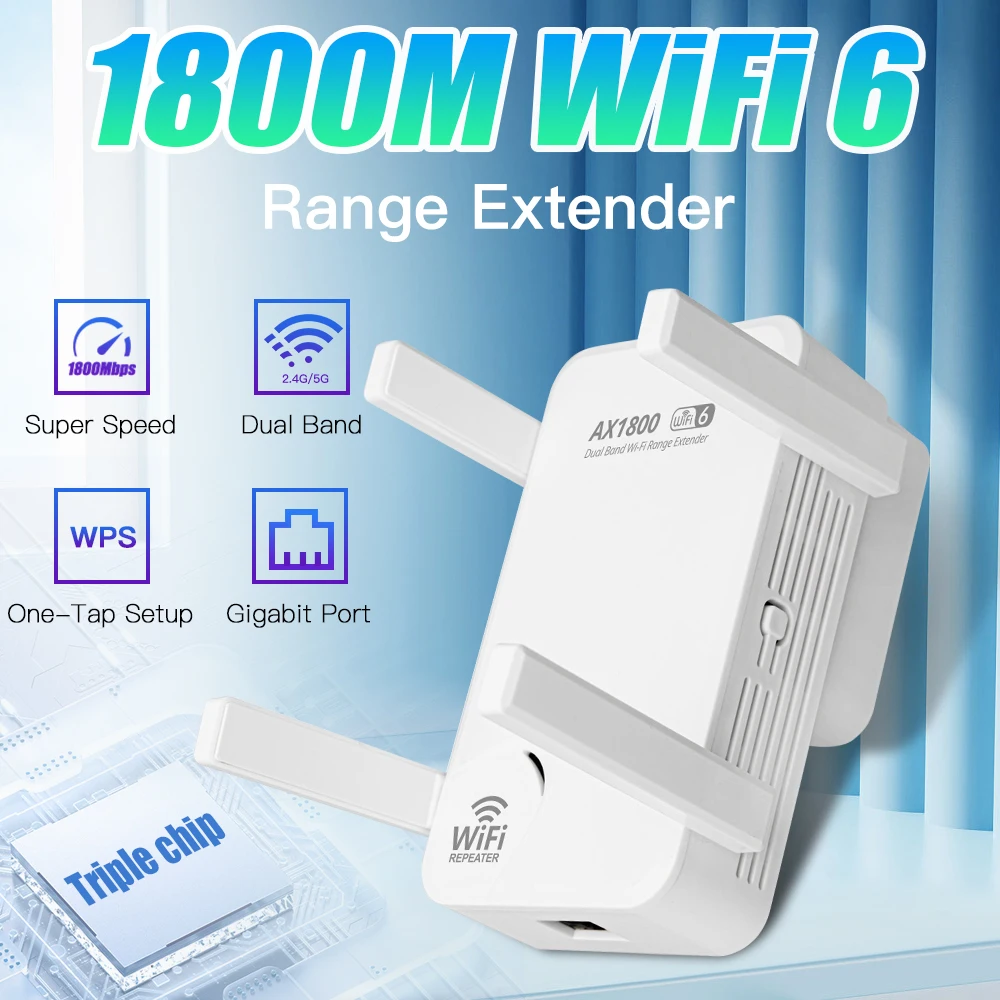 1800Mbps Wifi6 Ripetitore Wifi Dual Band 2.4G/5Ghz Wireless Upgrade Range Extender Ax1800 Wi-Fi Booster Range Signal Spina Ue/Usa