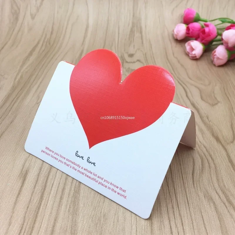 1pcs Mixed Color LOVE Heart Shape Greeting Card Valentines Day Gift Wedding Invitations Card Romantic Message Thank You Cards