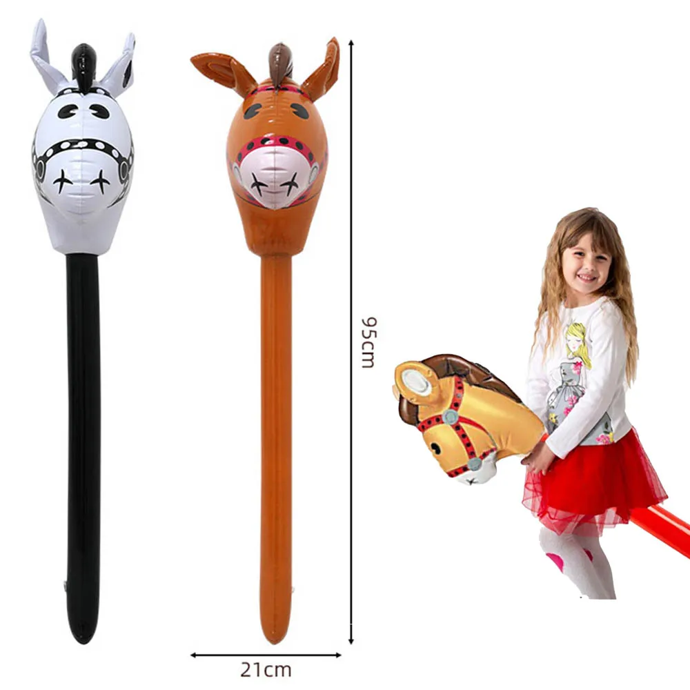 Inflatable Stick Horse Inflatable Horse Head on Stick Costume Pony Western Cowboy BabyShower Birthday Decor Supplies