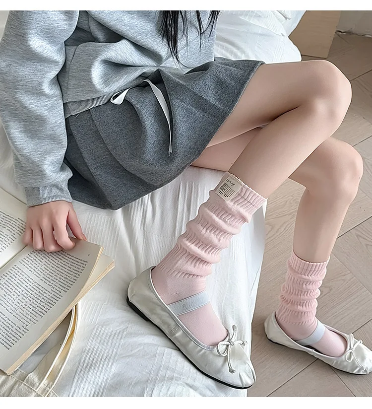 Frauen Sommer Frühling japanische einfarbige Baumwoll socken bunte Haufen Haufen lange Socken Rüschen süßen Stil für Mädchen Geschenk kawaii – Detail 8