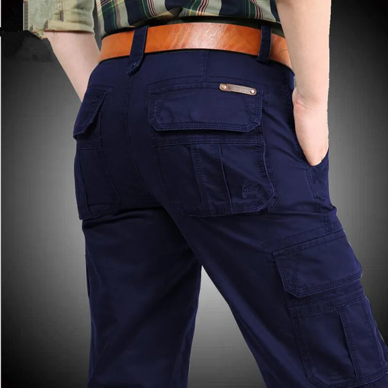 Military Cargo Pants Men Overalls Casual Cotton Multi-pockets Baggy Trousers Joggers Plus Size 44 Army Straight Tactical Pants tapered cargo pants