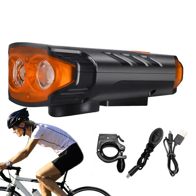 

Bicycle Light USB Bicycle Headlight Solar Horn Light Intelligent Battery Display Road Bike Headlight With Horn For Traveling