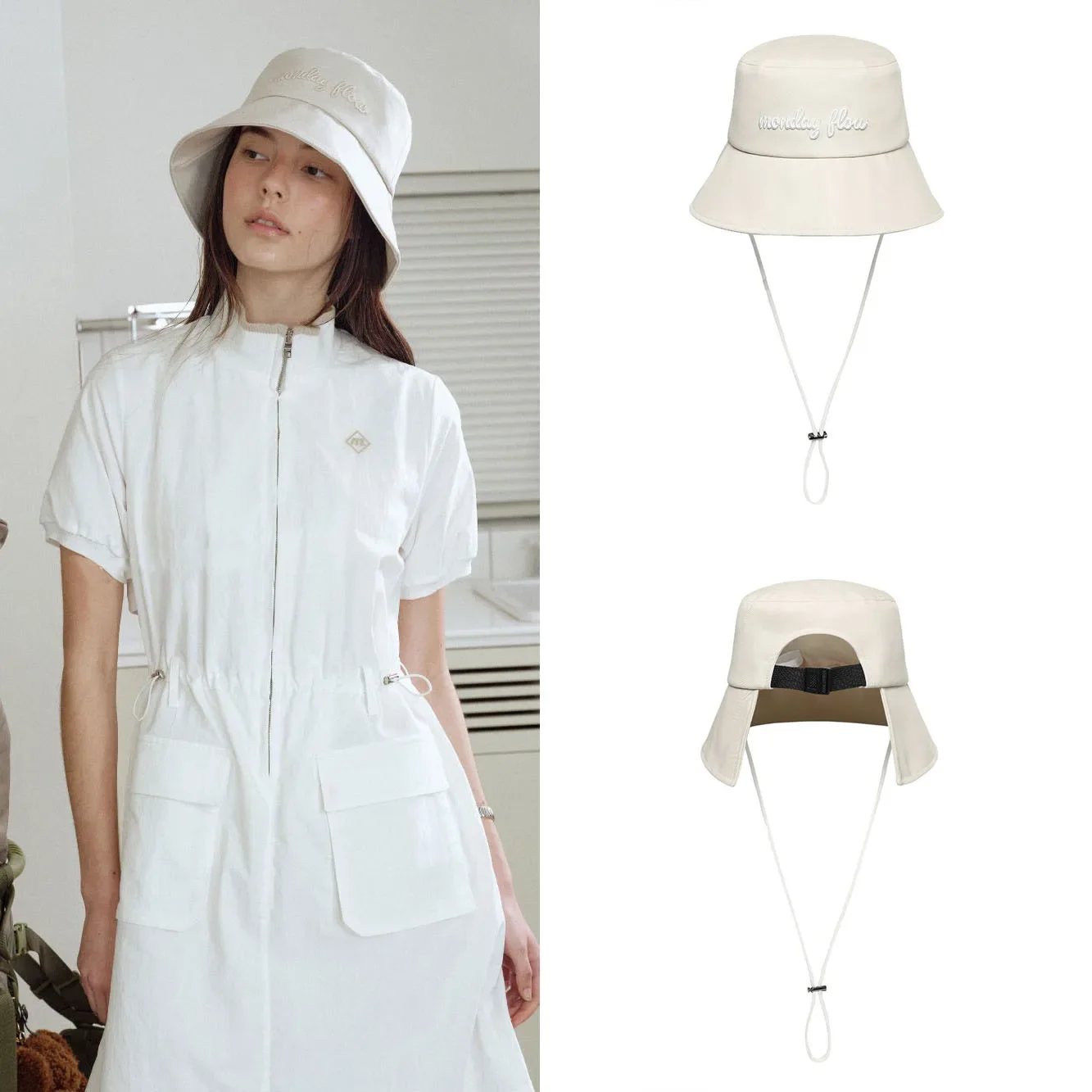 Monday Flow Women Golf Hat Adjustable Windproof Rope Cap Ladies Golf Caps Waist Sweat-absorbing Band Fisherman Hats Tennis Caps