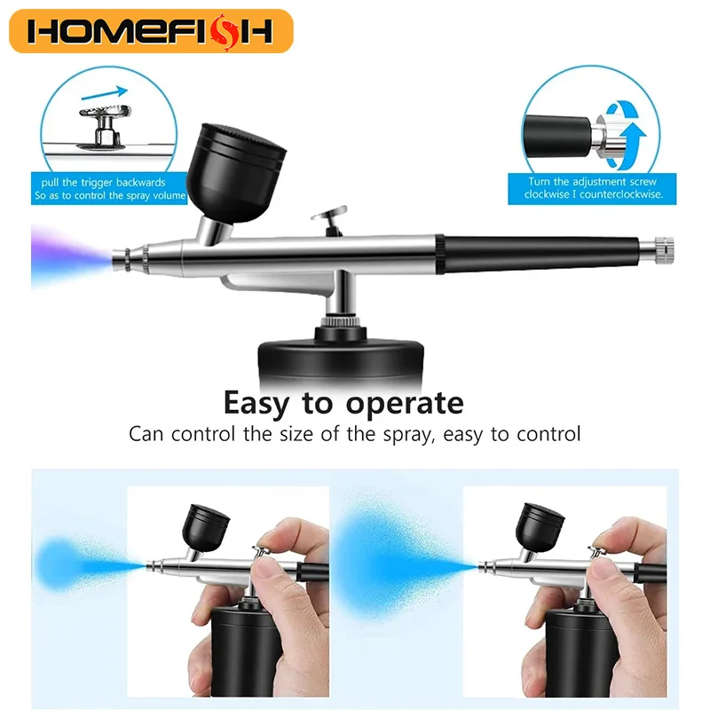 Airbrush Painting Mini Spray Gun Wireless Electric Paint Gun Airbrush Kit with Compressor for Painting HOMEFISH