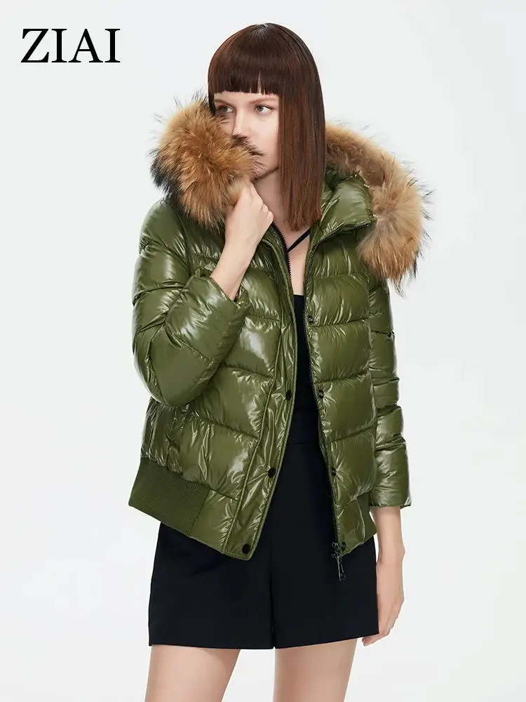

ZIAI Women's Jacket Winter Short Warm Parka Natural Fur Collar Desigual Female Padded Coats Fashion Cold Outerwear Women ZR-7270