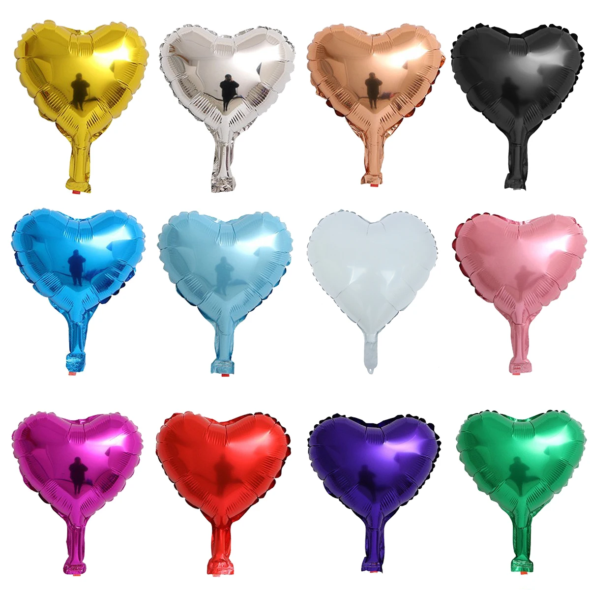 50–10 Stück Herz-Folienballons, 25,4 cm, Gold, Rot, Rosa, Liebesherz-Ballon für Geburtstag, Valentinstag, Hochzeit, Party-Dekorationen
