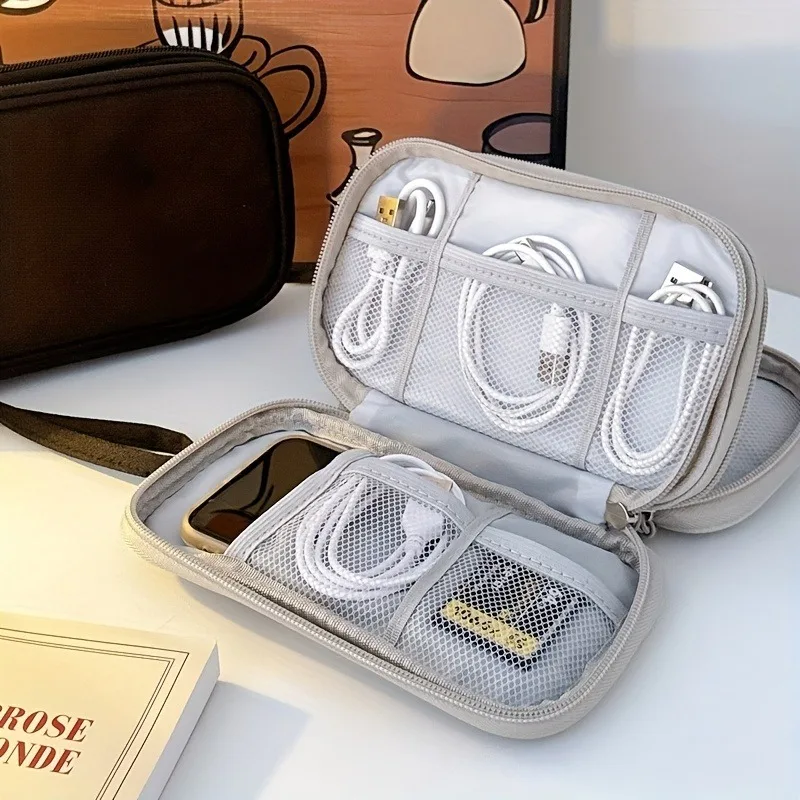 Borsa organizer da viaggio, custodia multi-tasca, adatta per articoli da toeletta, accessori cosmetici e cavi elettronici - immagine 3